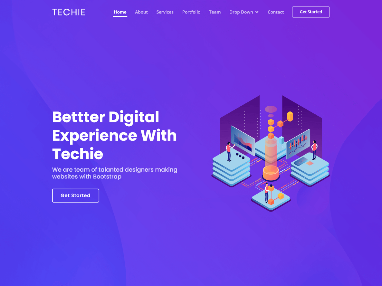 Techie - 现代科技型企业网站展示Bootstrap响应式模板