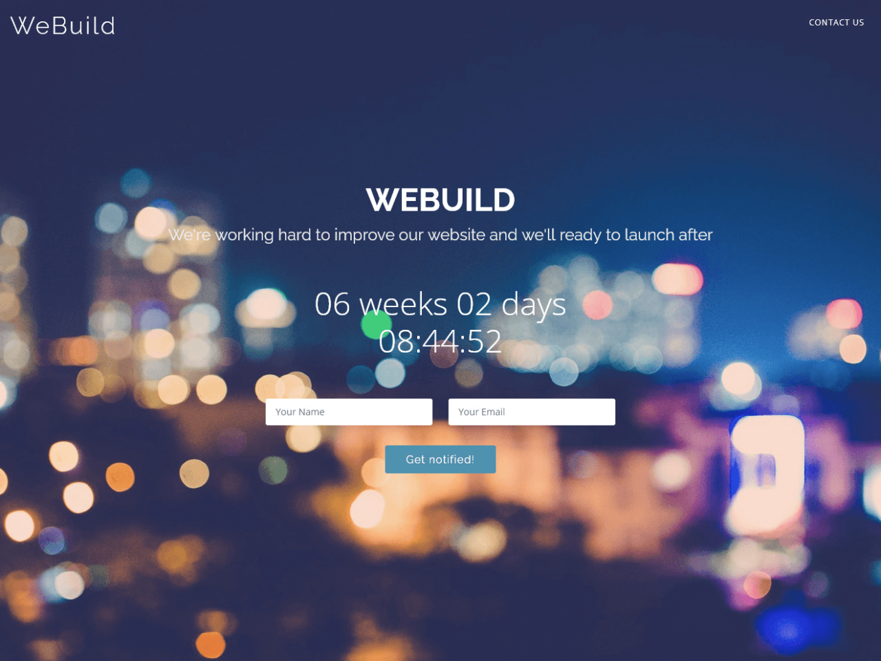 WeBuild 是一个 Bootstrap模板，特点是带倒计时的