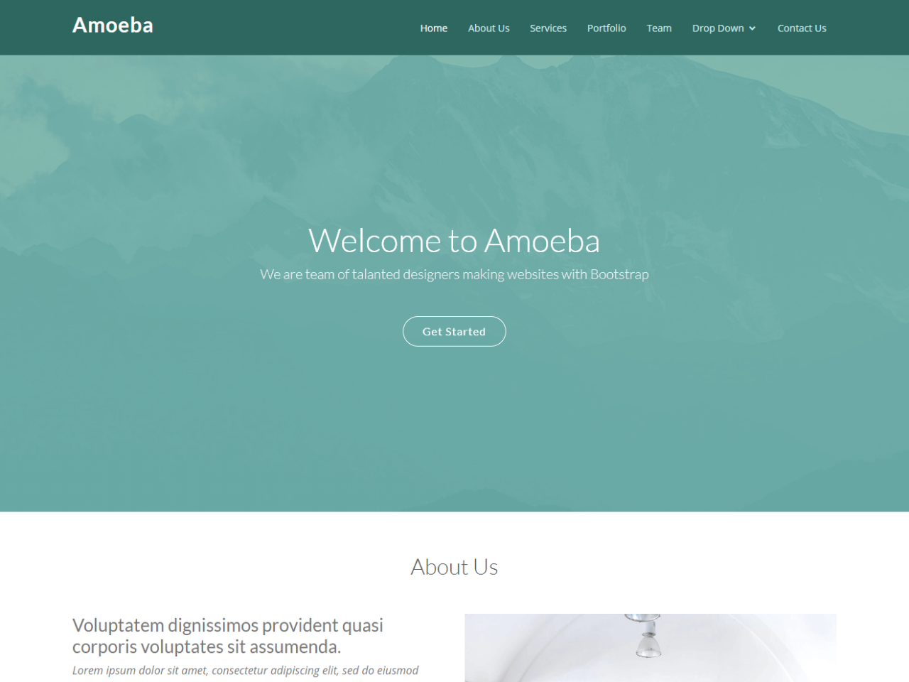 免费的一页引导程序模板 - Amoeba